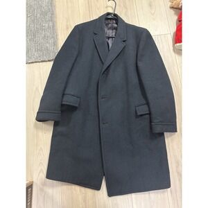 Vintage Carson Pirie Scott Wool Overcoat Mens 44R Large navy Herringbone